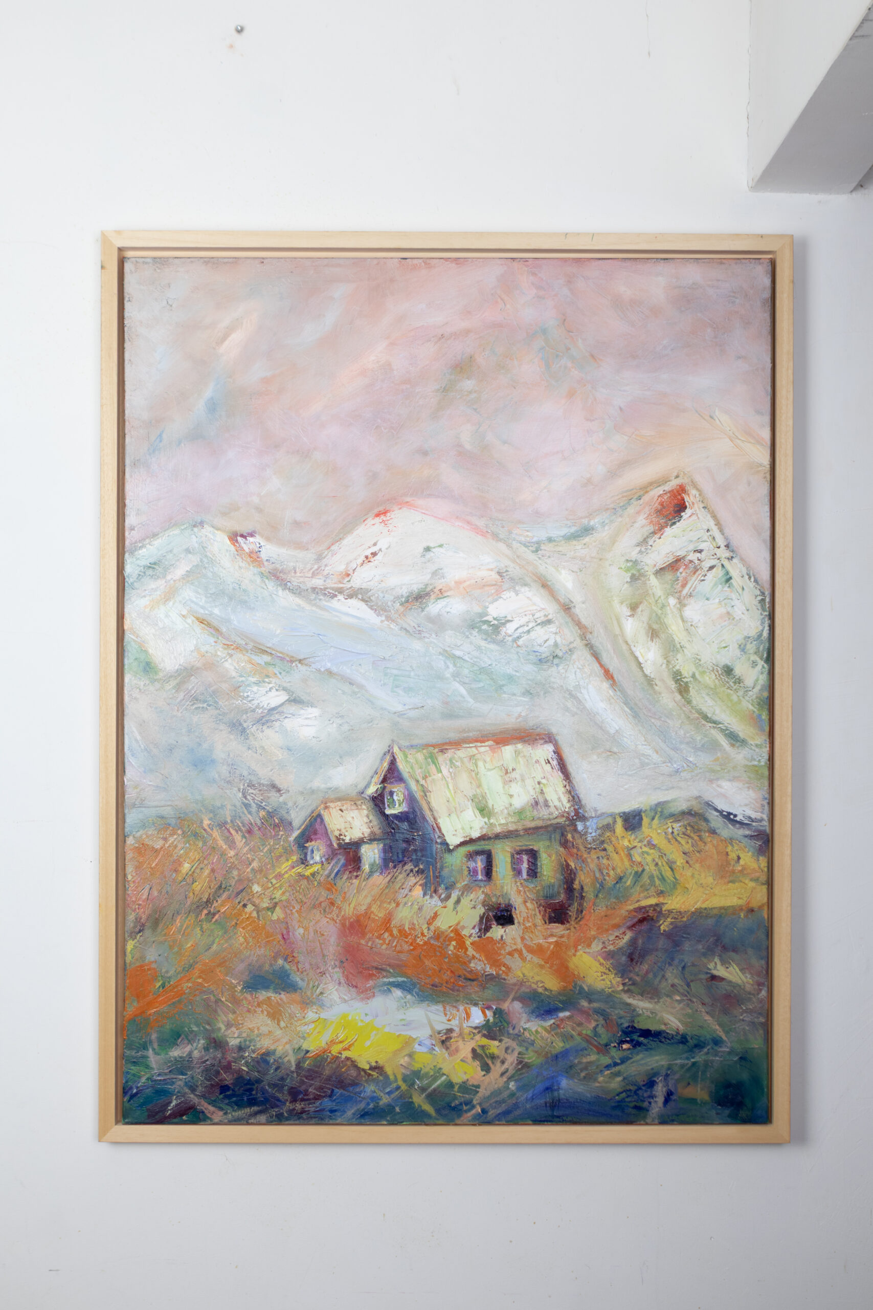 Symbolic Oil paintng on canvas - Leonoor Ruigrok - 2025 - Icelandic house and landscape
