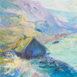 Landcape in oil paint - art on paper - Icelandic nature - symbolism. art archive Leonoor Ruigrok 2025