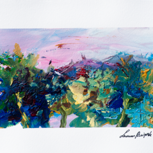 Lake Power - Colorful and wild happy landscape - acrylic on paper - 2026 - Leonoor Ruigrok