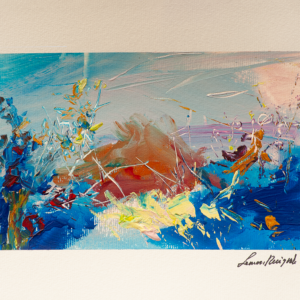Colorful and wild happy landscape painting - strong handwriting and marks - acrylic on paper - 2026 - Leonoor Ruigro