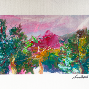Wind is boss - Colorful and wild happy landscape painting - strong handwriting and marks - acrylic on paper - 2026 - Leonoor Ruigro
