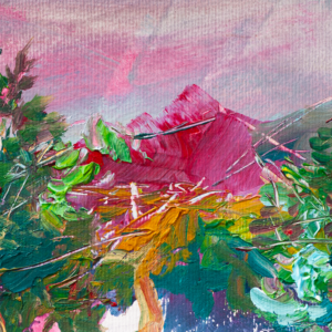 Wind is Boss - painting on paper - colorful expressive landscape