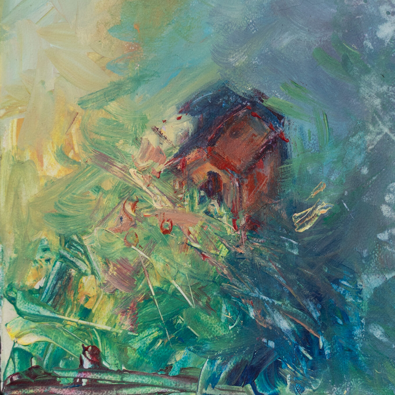 Close-up - acrylic landscape painting on paper - Leonoor Ruigrok